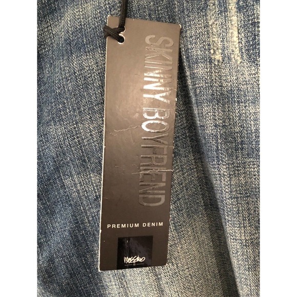 Mossimo Jeans Size 16 Blue Skinny Boyfriend Mid Rise Dark Wash Denim Distressed - Picture 3 of 7
